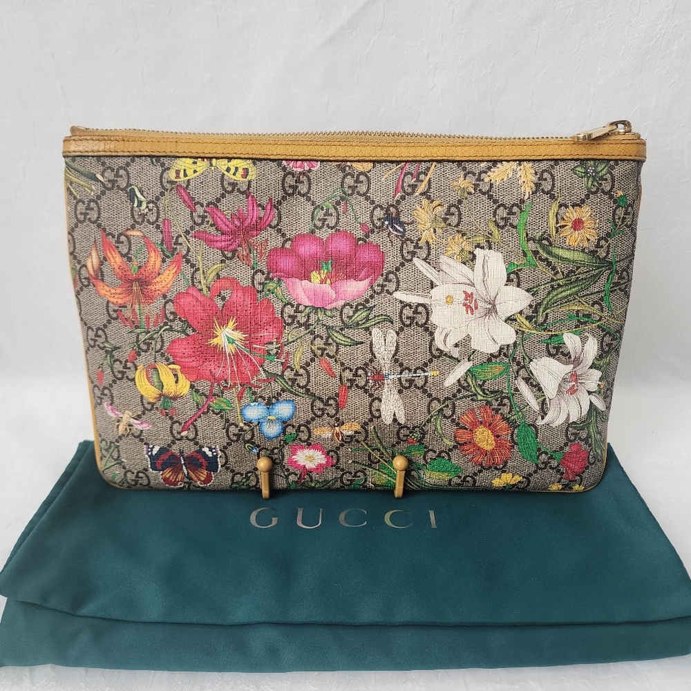 Auth Gucci GG Ophedia Floral Pouch/Clutch Bag - Picture 2 of 10